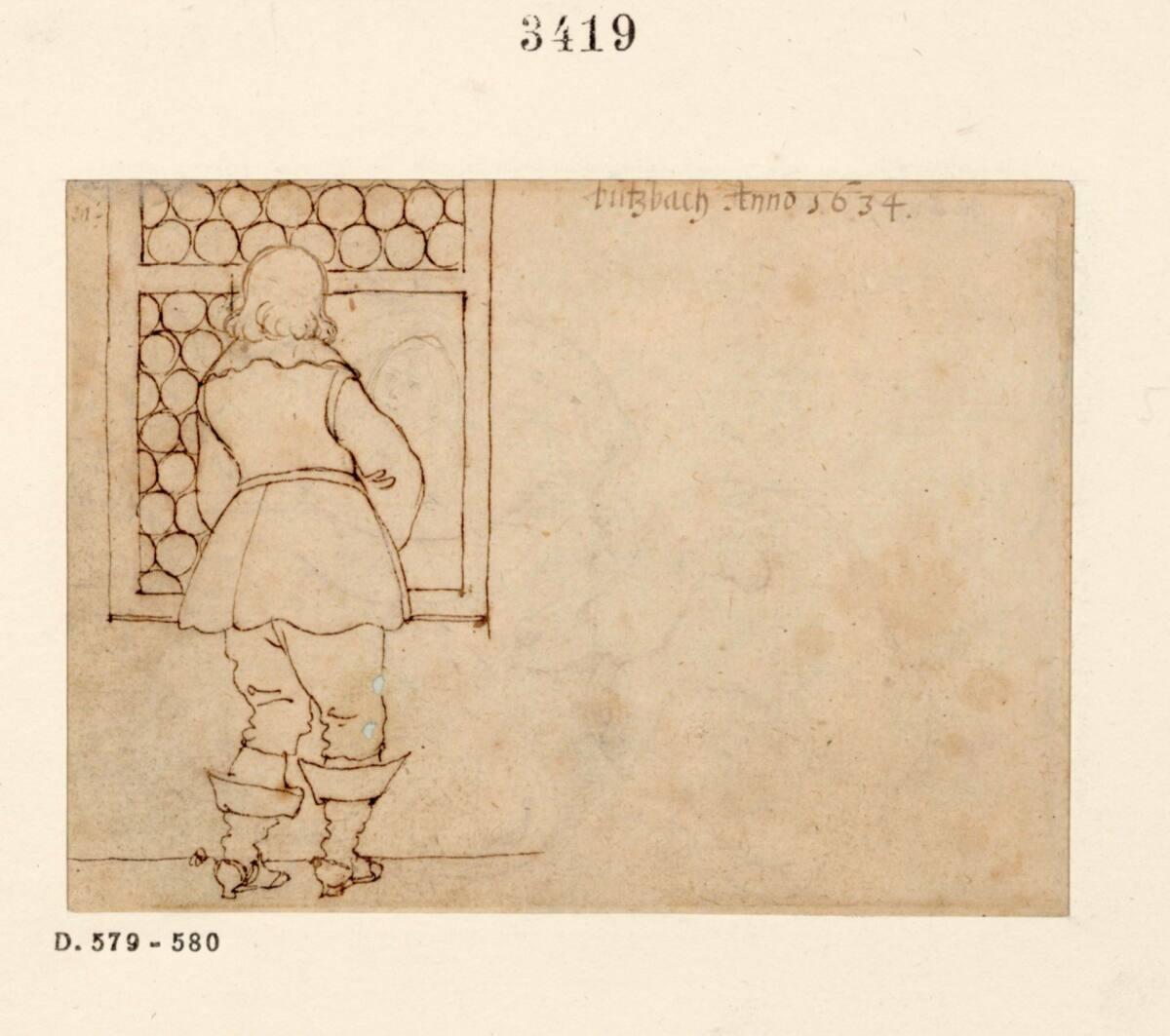Valentin Wagner, Reiseskizzenbuch: Kavalier in abendlicher Unterhaltung, Inv. Nr.: 3419r