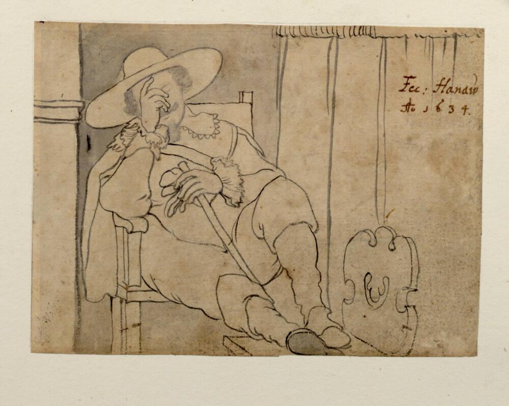 Valentin Wagner, Reiseskizzenbuch: Schlummernder Kavalier, Inv. Nr.: 3424v