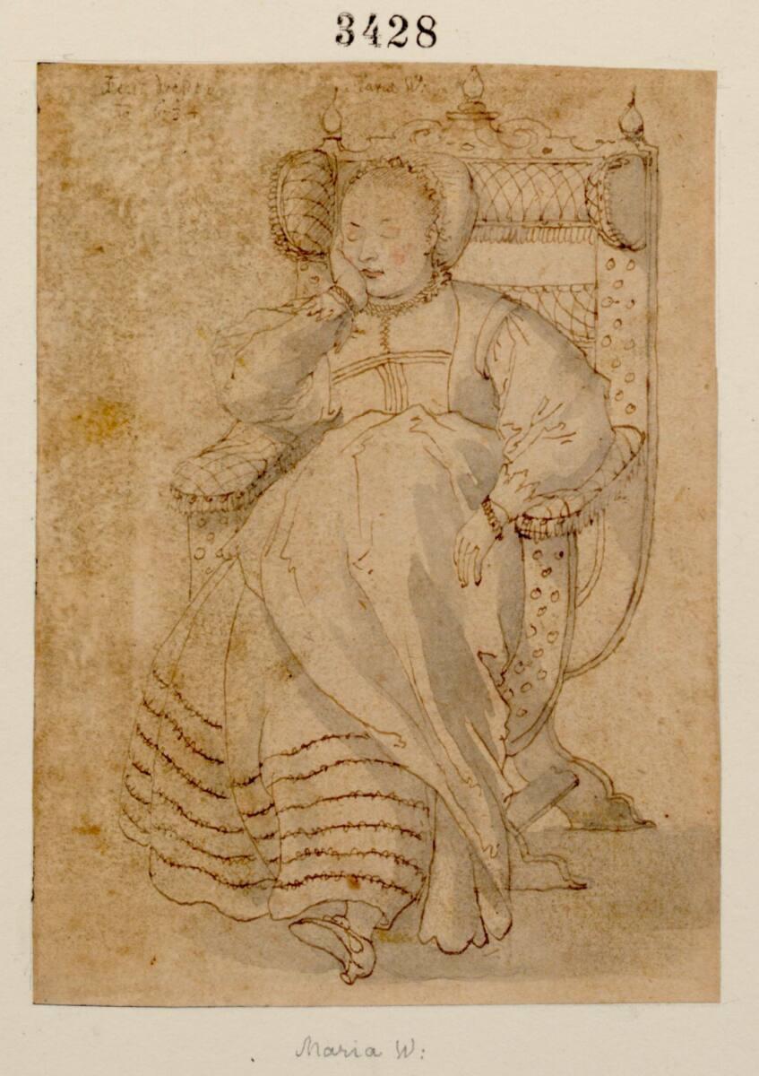 Valentin Wagner, Reiseskizzenbuch: Schlummernde Dame in Lehnstuhl, Inv. Nr.: 3428r
