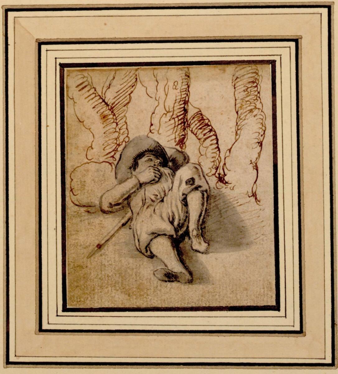 Valentin Wagner, Reiseskizzenbuch: Unter Bäumen schlafender Soldat, Inv. Nr.: 3434