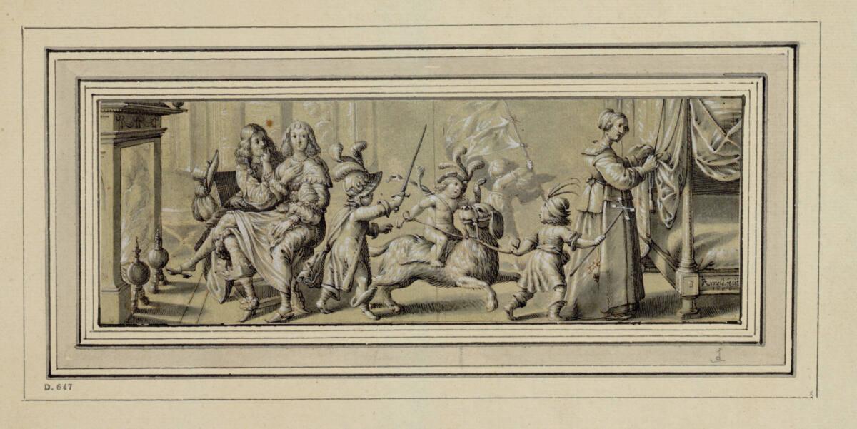 Jonas Arnold, Liebespaar am Kamin mit spielenden Kindern, Inv. Nr.: 3560