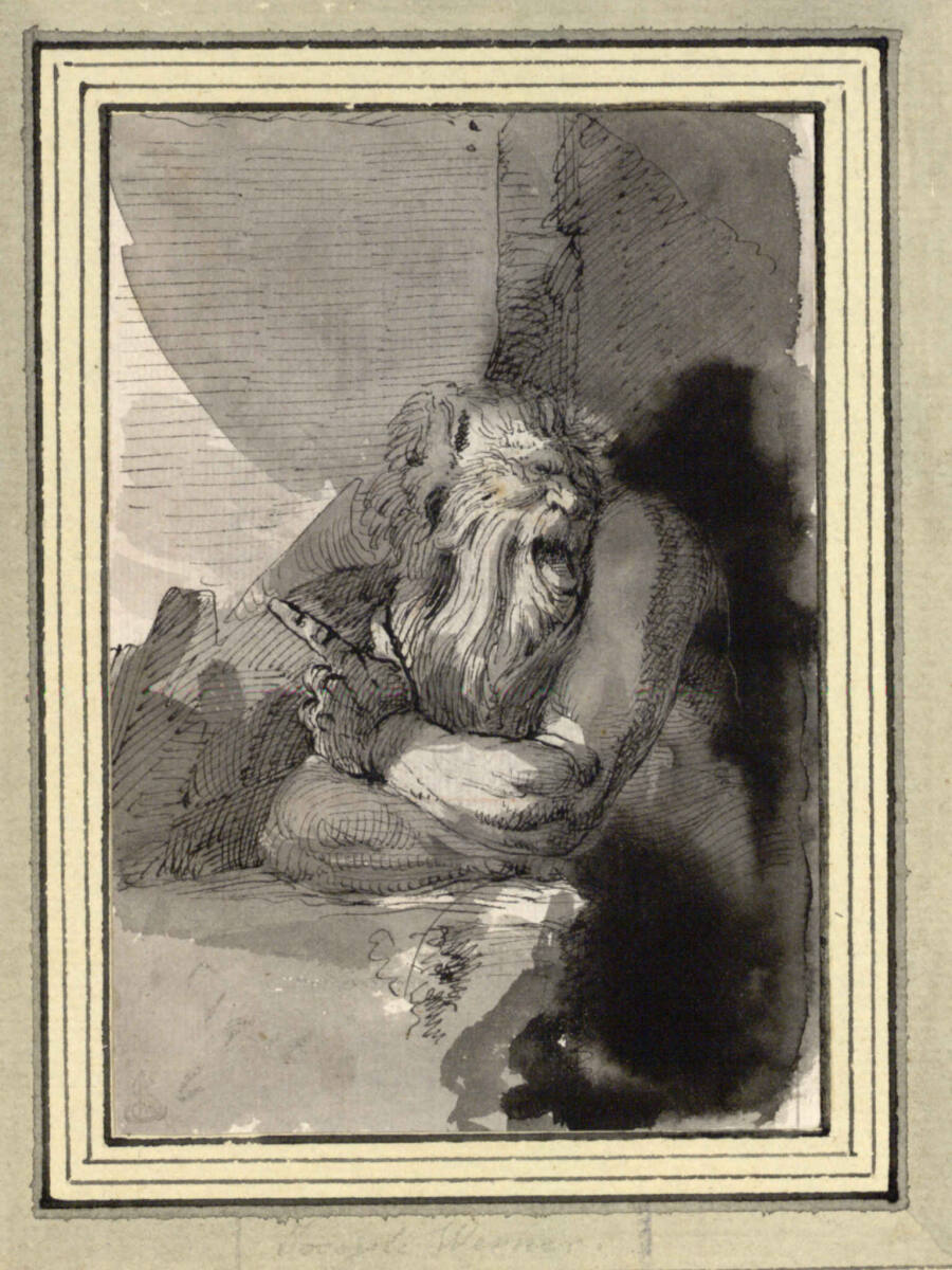 Lachender Satyr vor Steinbank, Joseph Werner the Younger