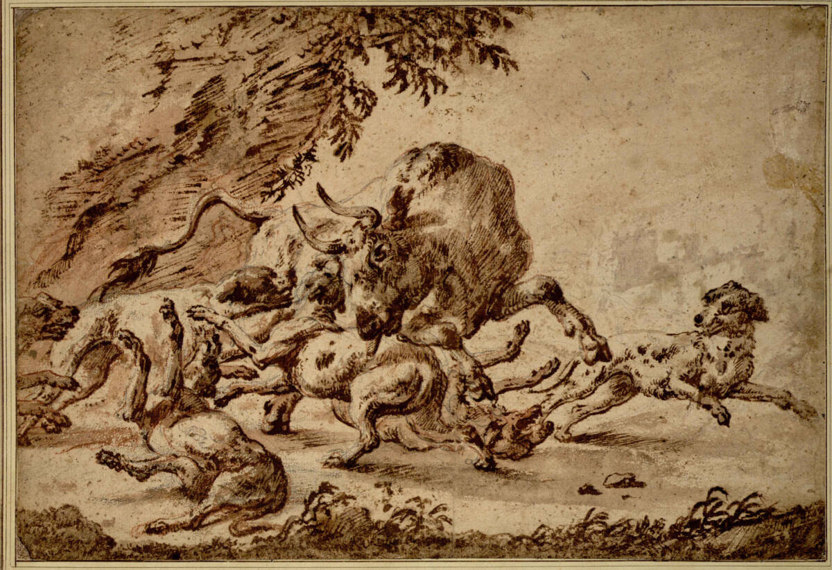Von Hunden gehetzter Stier, Johann Melchior Roos