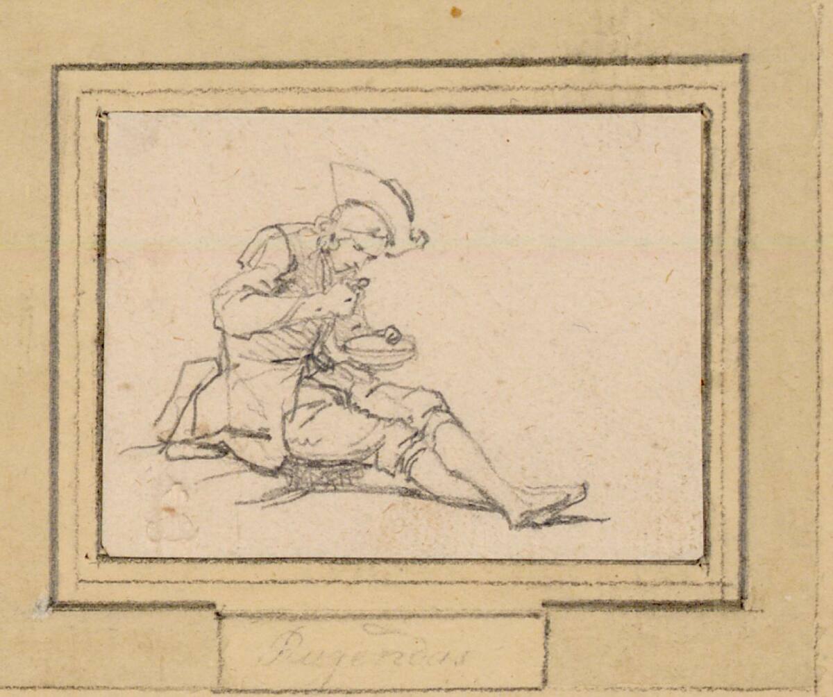 Sitzender, aus einer Schale essender Soldat, Georg Philipp Rugendas the Elder