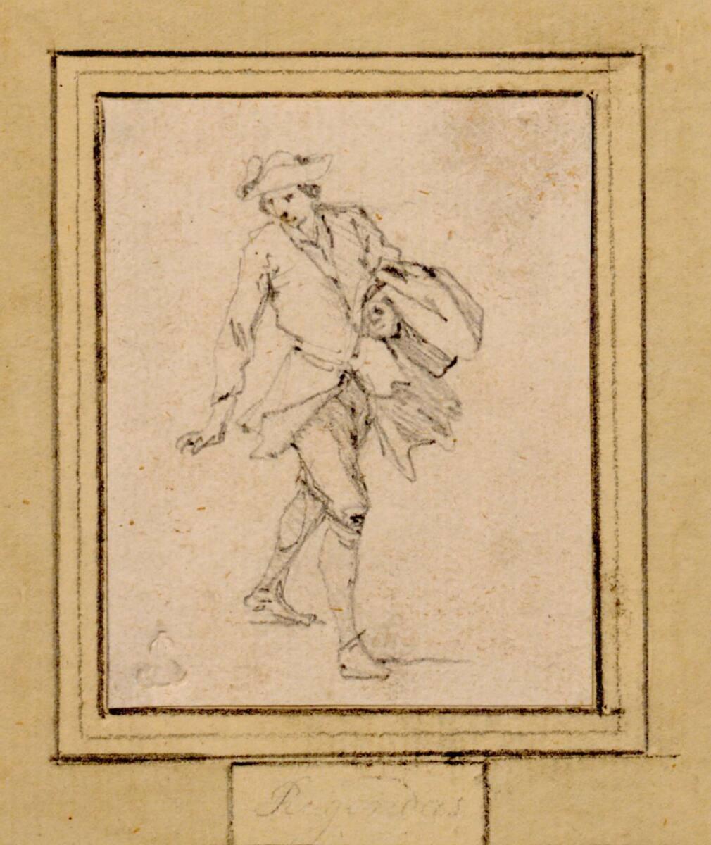 Georg Philipp Rugendas, Zu Boden blickender Mann, mit Kleidungsstücken im Arm, Inv. Nr.: 3809