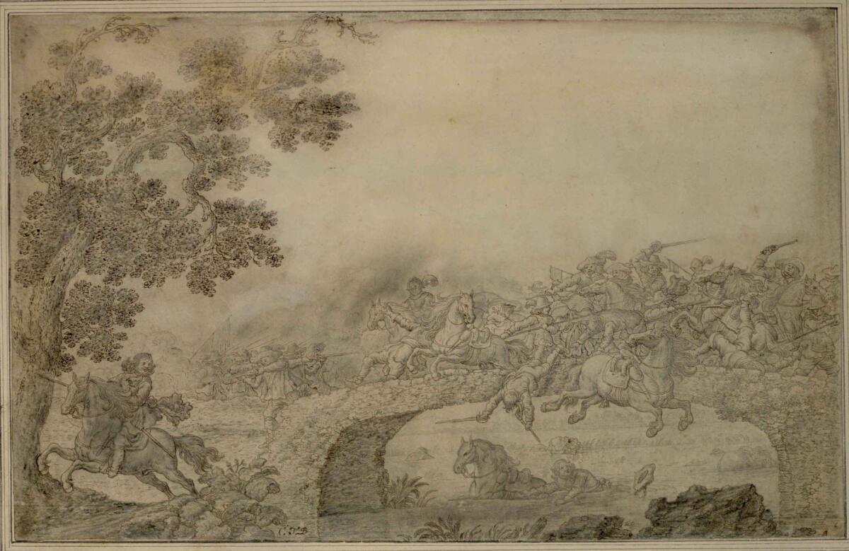 Anonym, Reitergefecht auf einer Brücke, Inv. Nr.: 3816