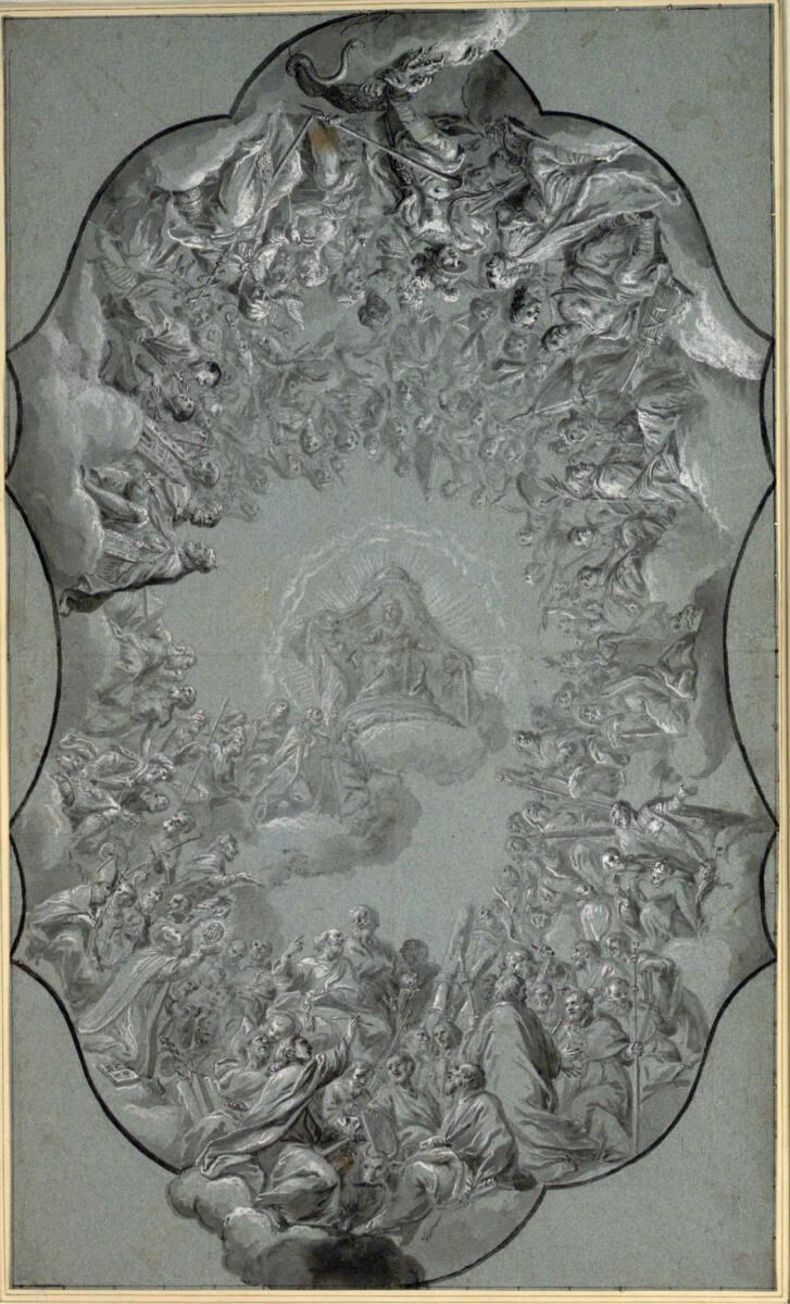 Norbert Baumgartner, Triumph der römischen Kirche (Entwurf für ein Deckenbild), Inv. Nr.: 3873
