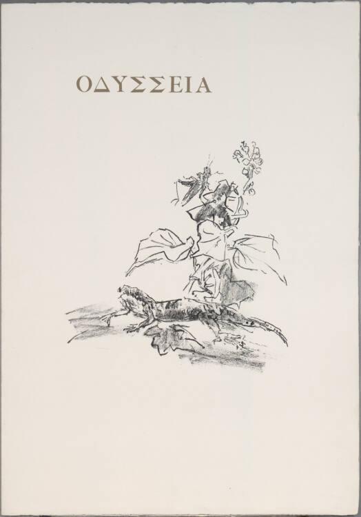 Oskar Kokoschka, Pflanze mit Heuschrecke und Eidechse (Titelvignette), Inv. Nr.: DG1977/64/46