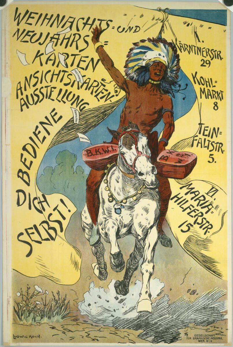Ludwig Koch, WEIHNACHTS- UND NEUJAHRSKARTEN - ANSICHTSKARTENAUSSTELLUNG "BEDIENE DICH SELBST!",…