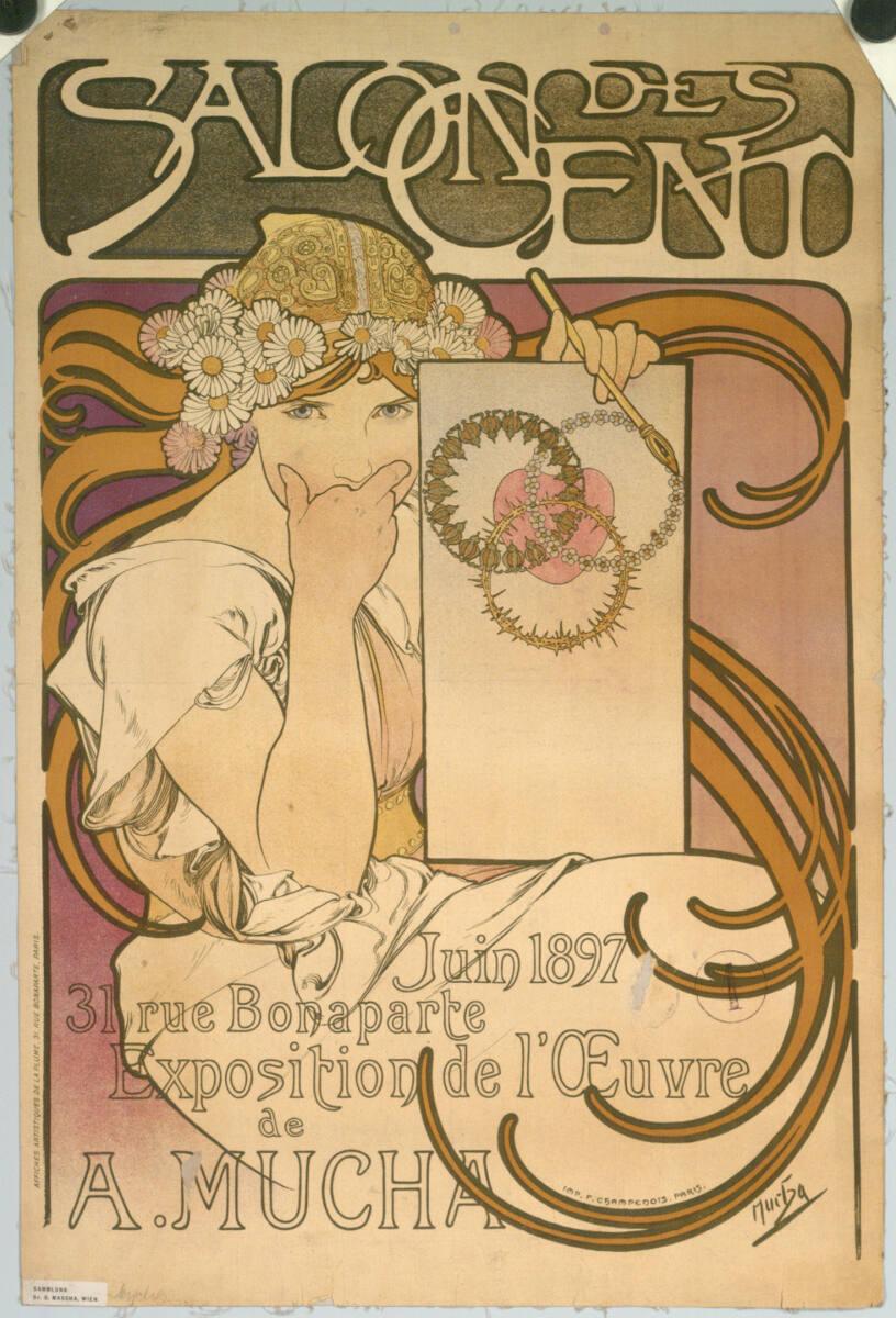 Alfons Maria Mucha, SALON DES CENT; Juin 1897; 31, rue Bonaparte; Exposition de l'Oeuvre de A. …