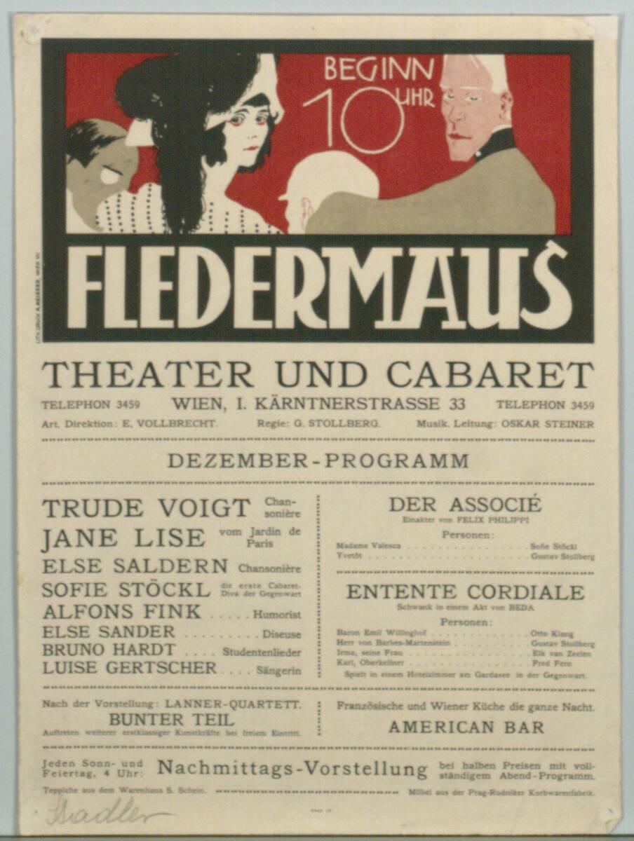 Arthur Stadler, FLEDERMAUS; DEZEMBER-PROGRAMM, Inv. Nr.: DG2003/1175