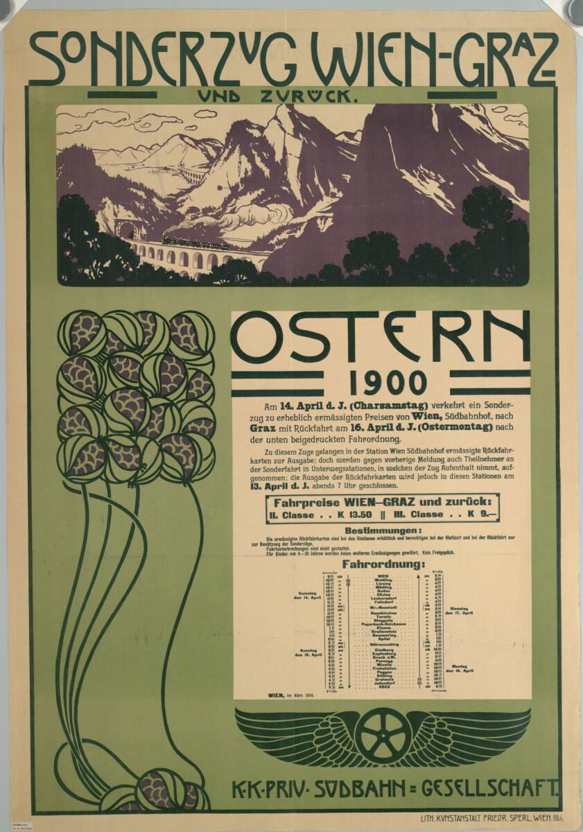 Anonym, SONDERZUG WIEN-GRAZ UND ZURÜCK.  OSTERN 1900, Inv. Nr.: DG2003/1528