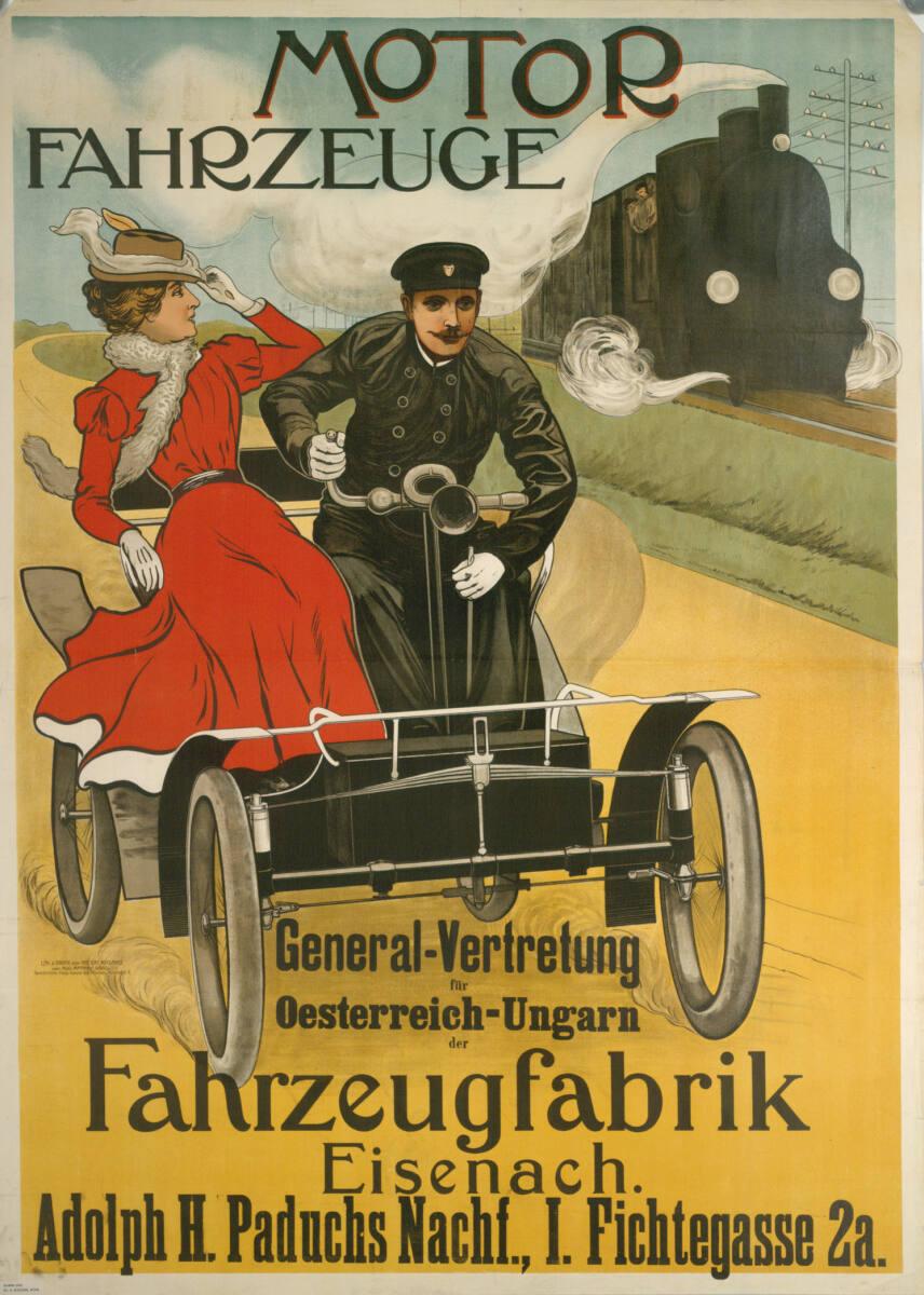 Anonym, MOTOR FAHRZEUGE Fahrzeugfabrik Eisenach; Adolf H. Paduchs Nachf., I. Fichtegasse 2a., I…