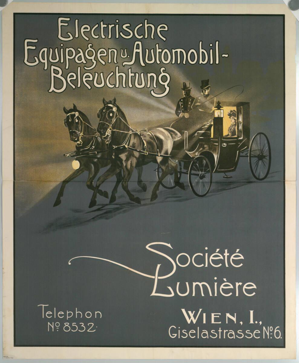 Anonym, Electrische Equipagen u. Automobil-Beleuchtung; Société Lumière, WIEN, I., Giselastrass…