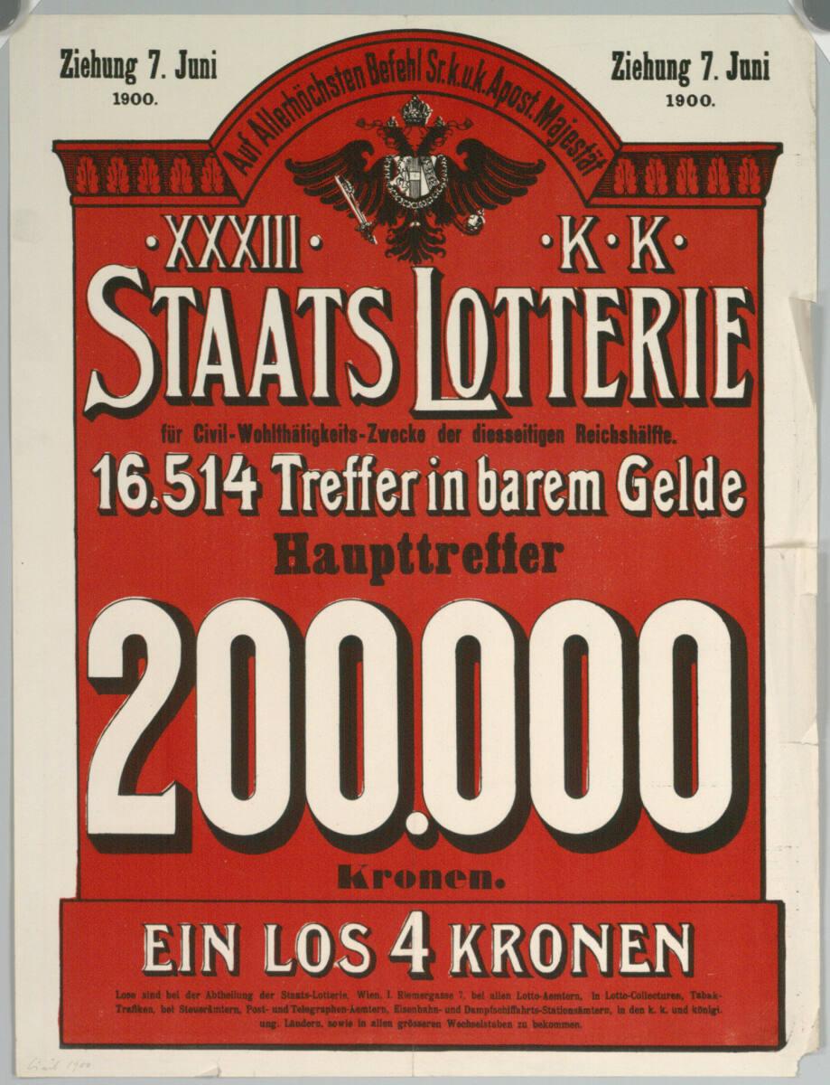 Anonym, XXXIII. STAATSLOTTERIE für Civil-Wohltätigkeits-Zwecke; 1900, Inv. Nr.: DG2003/1759