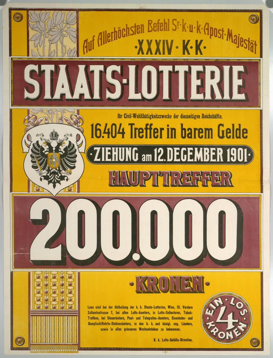 Anonym, XXXIV. STAATS-LOTTERIE für Civil-Wohltätigkeitszwecke; 1901, Inv. Nr.: DG2003/1762