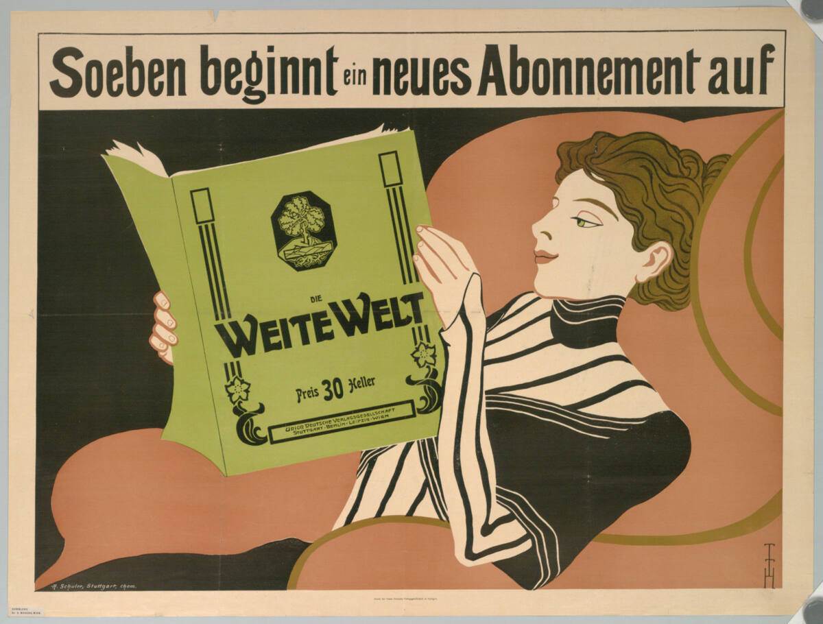 DIE WEITE WELT, AugustSchuler,chemigr.Kunstanstalt,Stuttgart, 1901