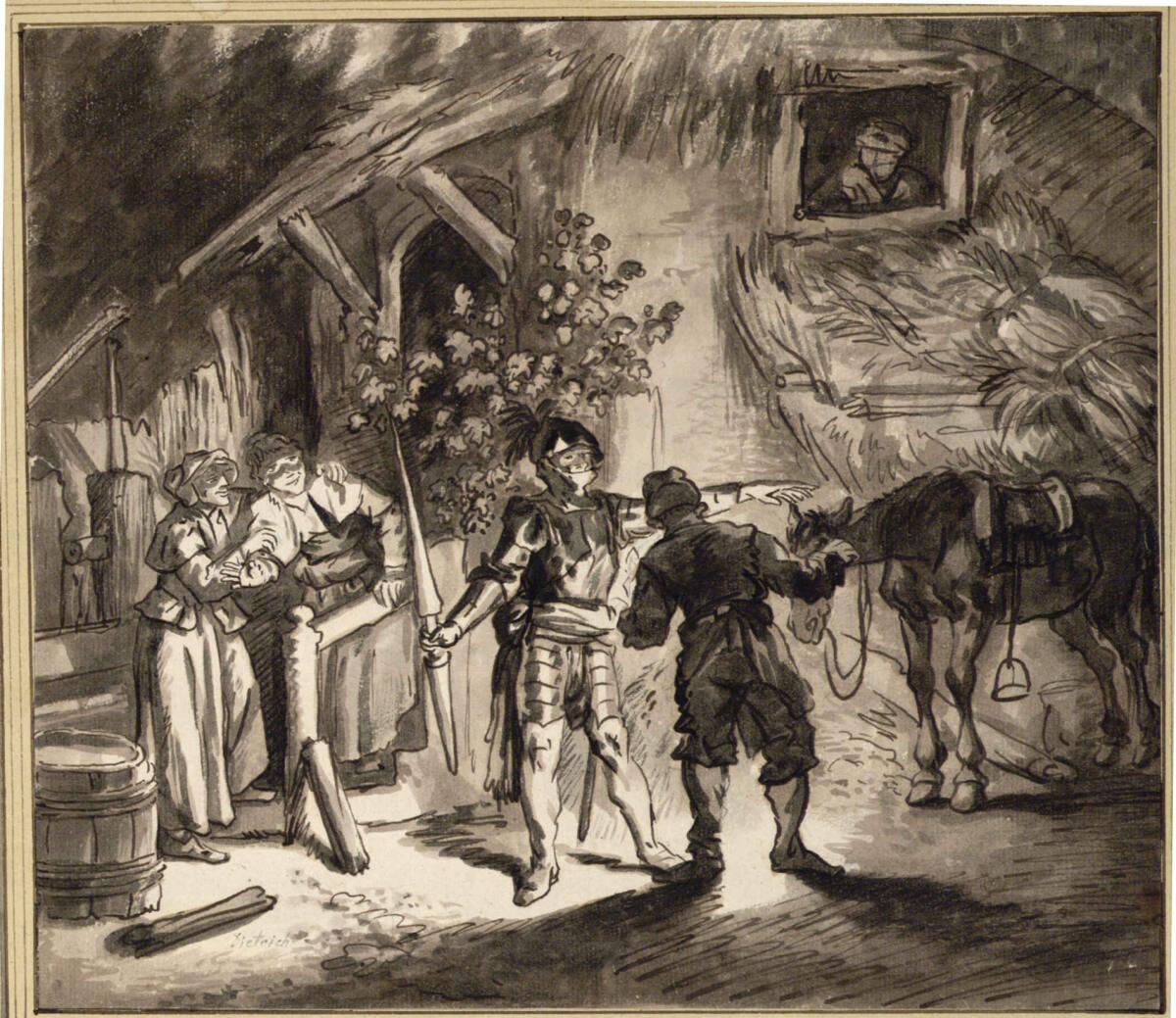 Christian Wilhelm Ernst Dietrich, Don Quichote läßt die Rosinate kommen, Inv. Nr.: 4010