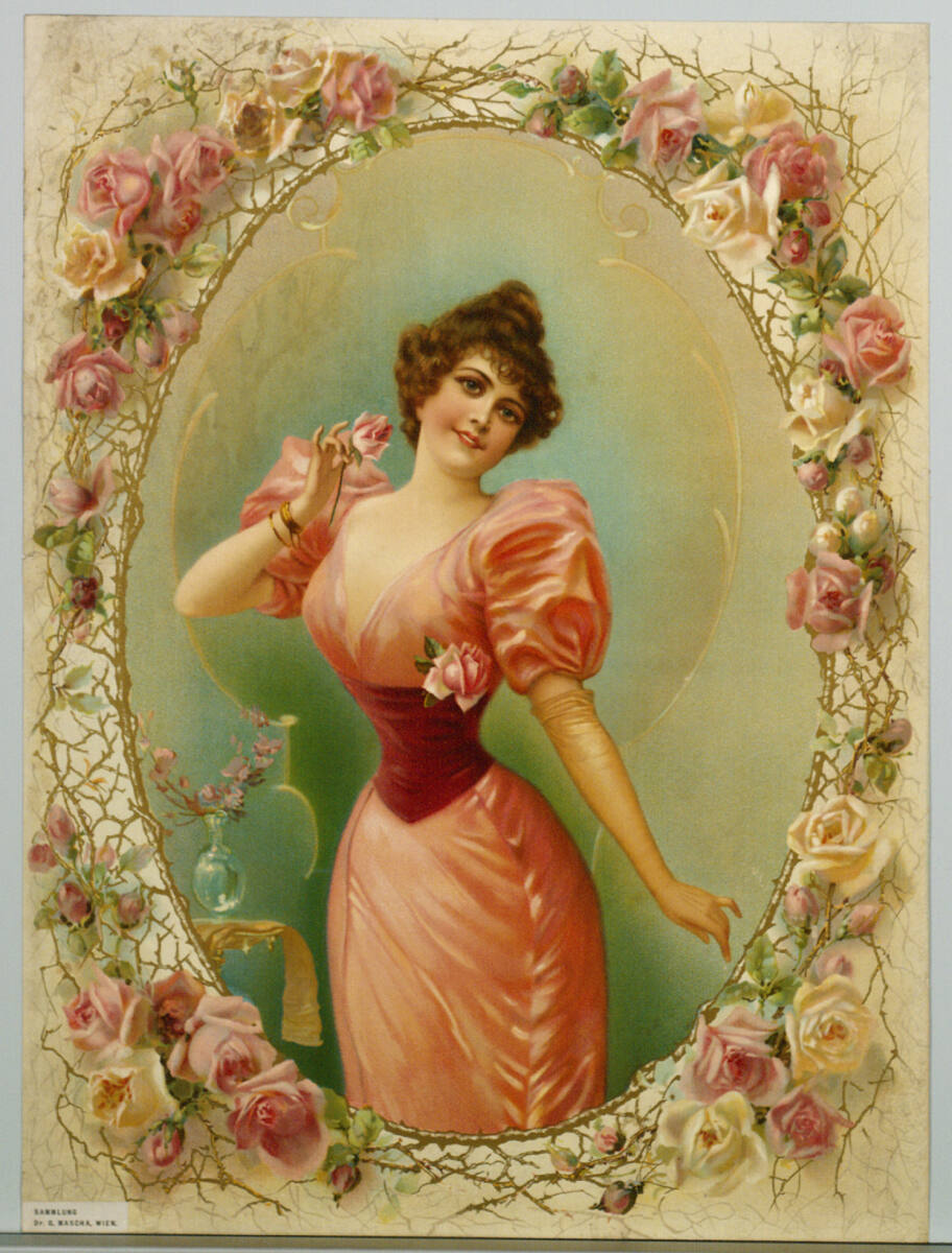 Anonym, Rosa Dame in Rosenmedaillon