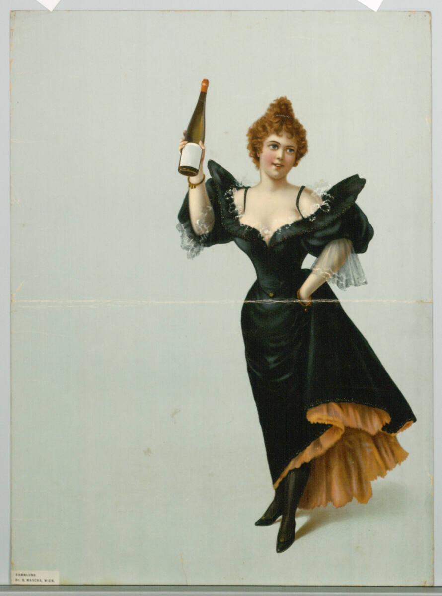 Anonym, Dame in Schwarz mit Weinflasche, Inv. Nr.: DG2003/2465
