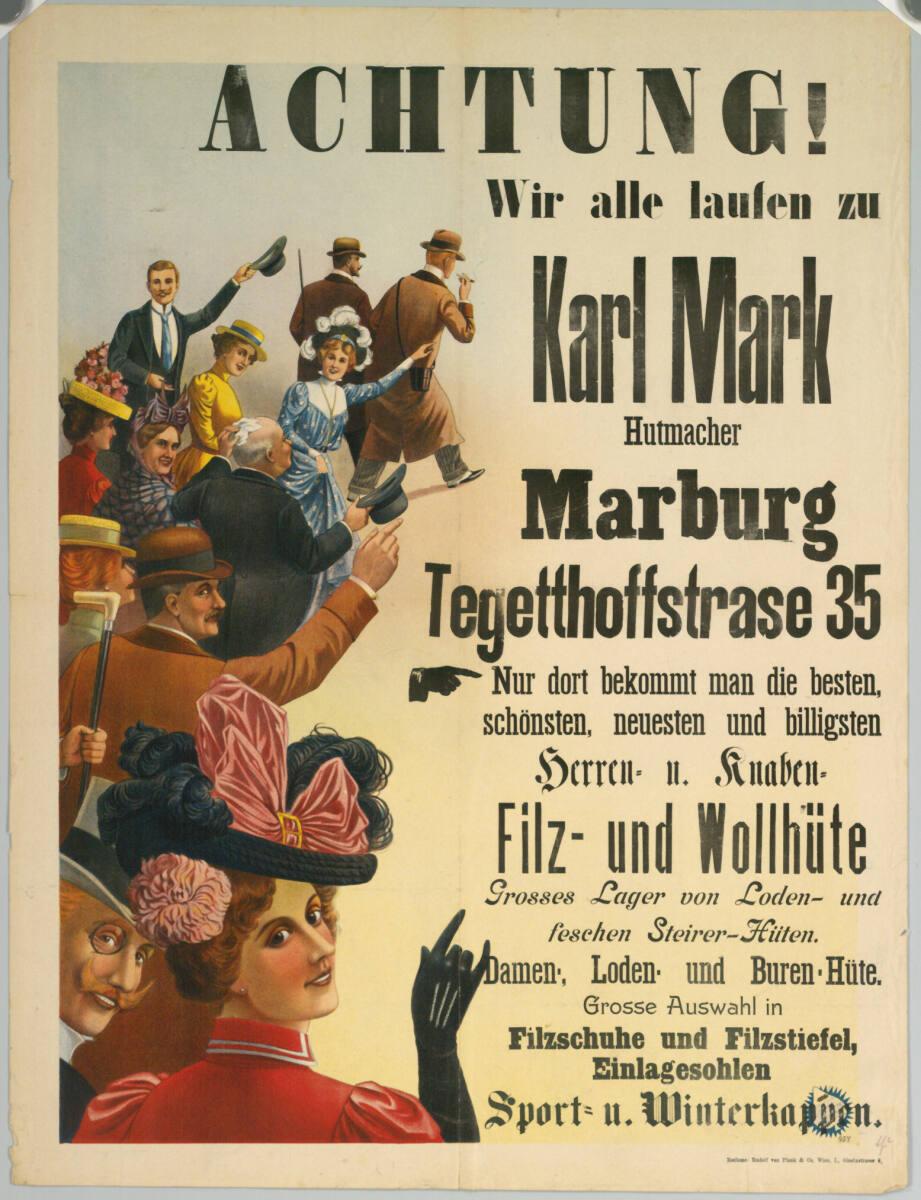 Anonym, ACHTUNG! Wir alle laufen zu Karl Mark Hutmacher Marburg, Inv. Nr.: DG2003/2496