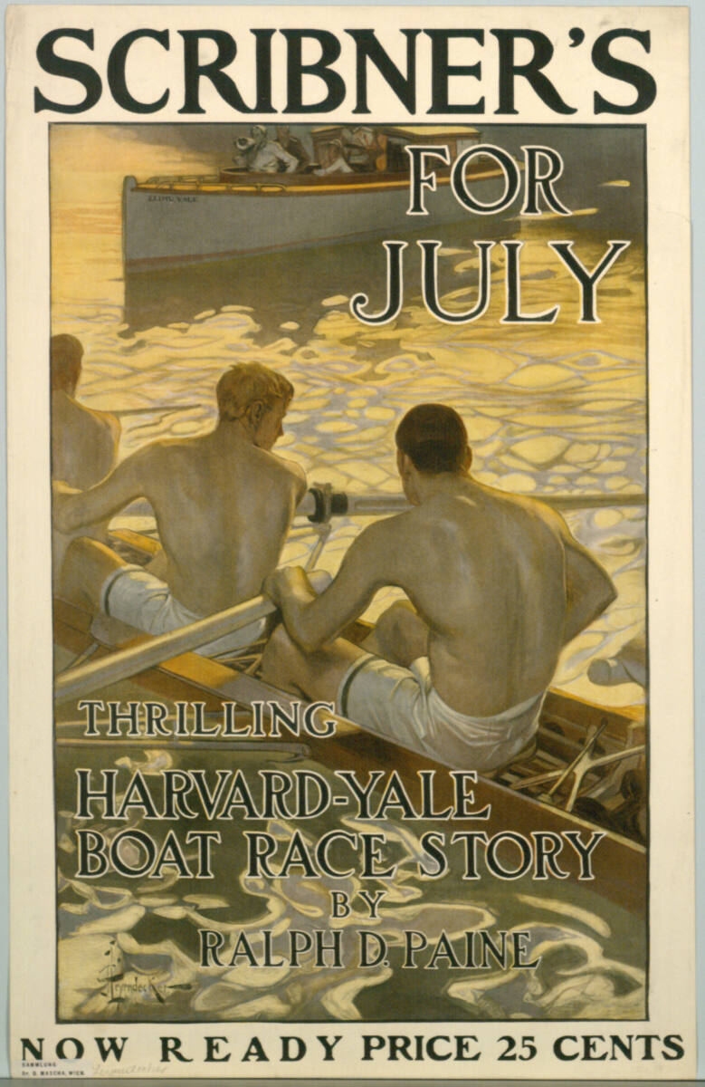 SCRIBNER'S FOR JULY; THRILLING HARVARD-YALE BOAT RACE STORY BY RALPH D. PAINE, FrankX.Leyendecker, 1907