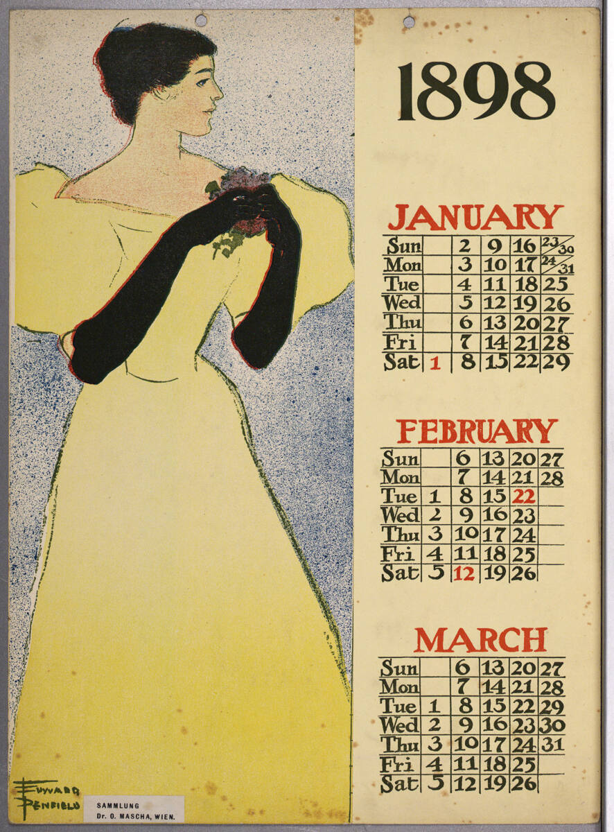 1898; JANUARY, FEBRUARY, MARCH (Kalenderblatt), EdwardPenfield, 1898