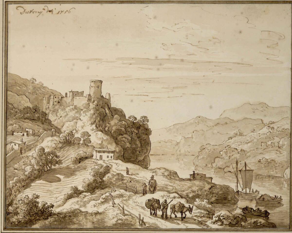 Christian Wilhelm Ernst Dietrich, Flusslandschaft mit Burgruine, Inv. Nr.: 4053