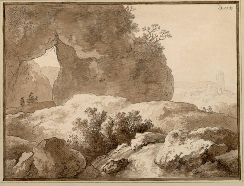 Christian Wilhelm Ernst Dietrich, Felsentor neben Bach, Inv. Nr.: 4074