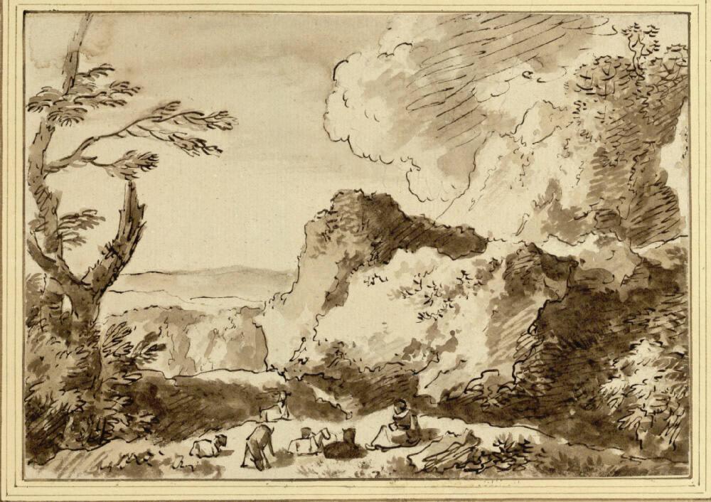 Christian Wilhelm Ernst Dietrich, Felslandschaft mit Herde, Inv. Nr.: 4077