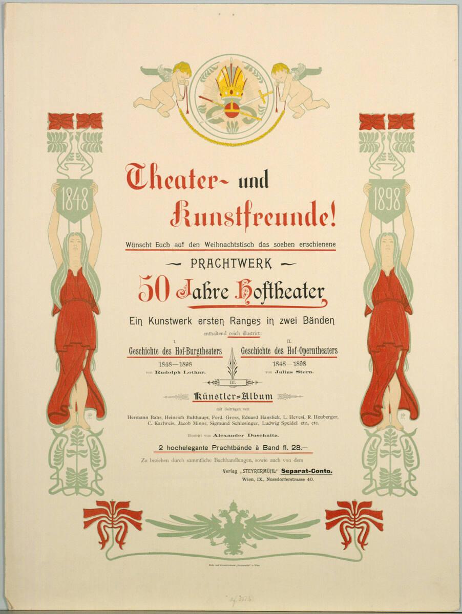 Anonym, Theater- un Kunstfreunde! PRACHTWERK 50 Jahre Hoftheater; Verlag "STEYRERMÜHL", Inv. Nr…