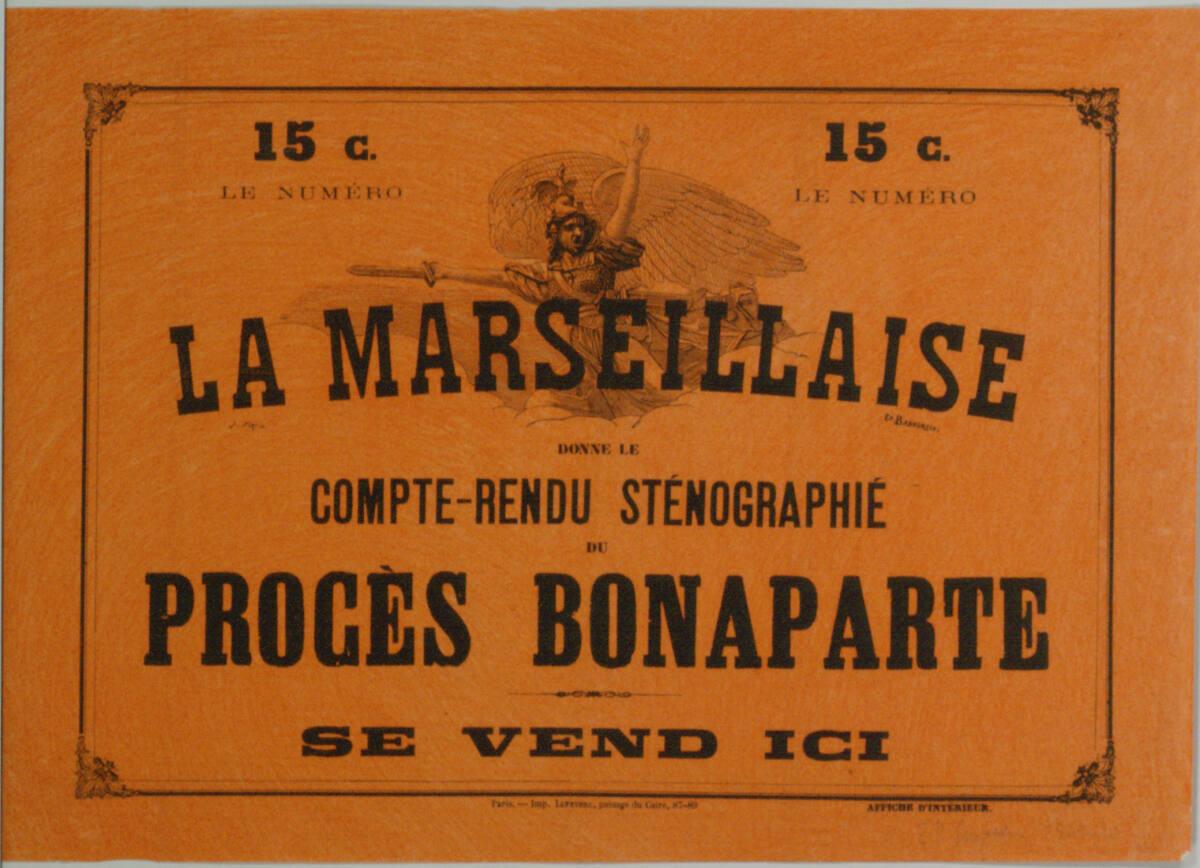 J. Martin, Ed. Badoureau, LA MARSEILLAISE; PROCÈS BONAPARTE, Inv. Nr.: DG2004/1152