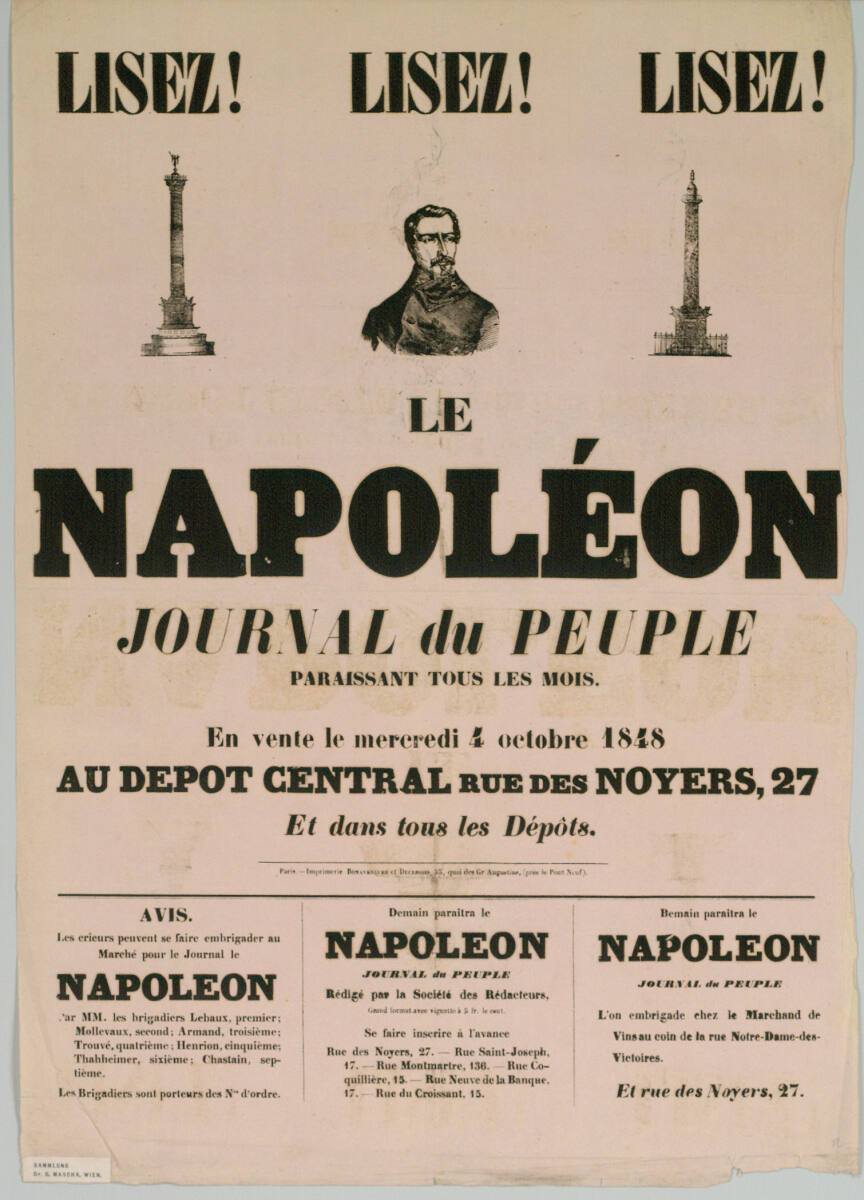 Anonym, LE NAPOLÉON; JOURNAL DU PEUPLE; 1848
