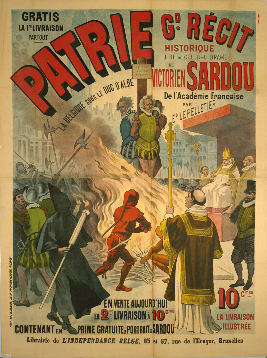 Anonym, PATRIE; LA BELGIQUE SOUS LE DUC D'ALBE; VICTORIEN SARDOU; Librairie de L'INDEPENDANCE BELGE, Bruxelles