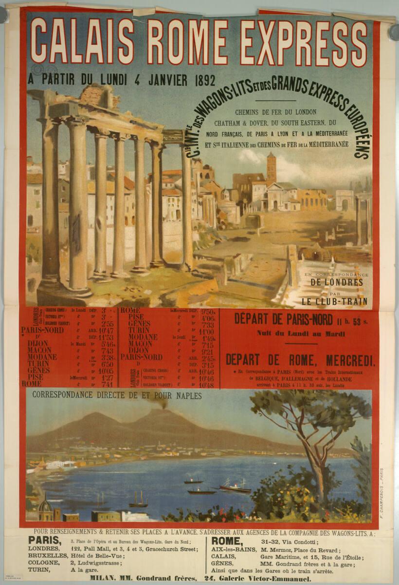Anonym, CALAIS ROME EXPRESS; A PARTIR DU LUNDI 4 JANVIER 1892, Inv. Nr.: DG2004/1184