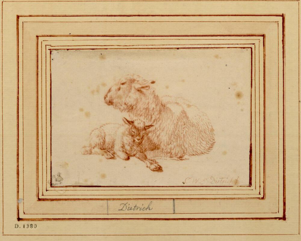 Christian Wilhelm Ernst Dietrich, Liegendes Schaf mit Jungem, Inv. Nr.: 4203