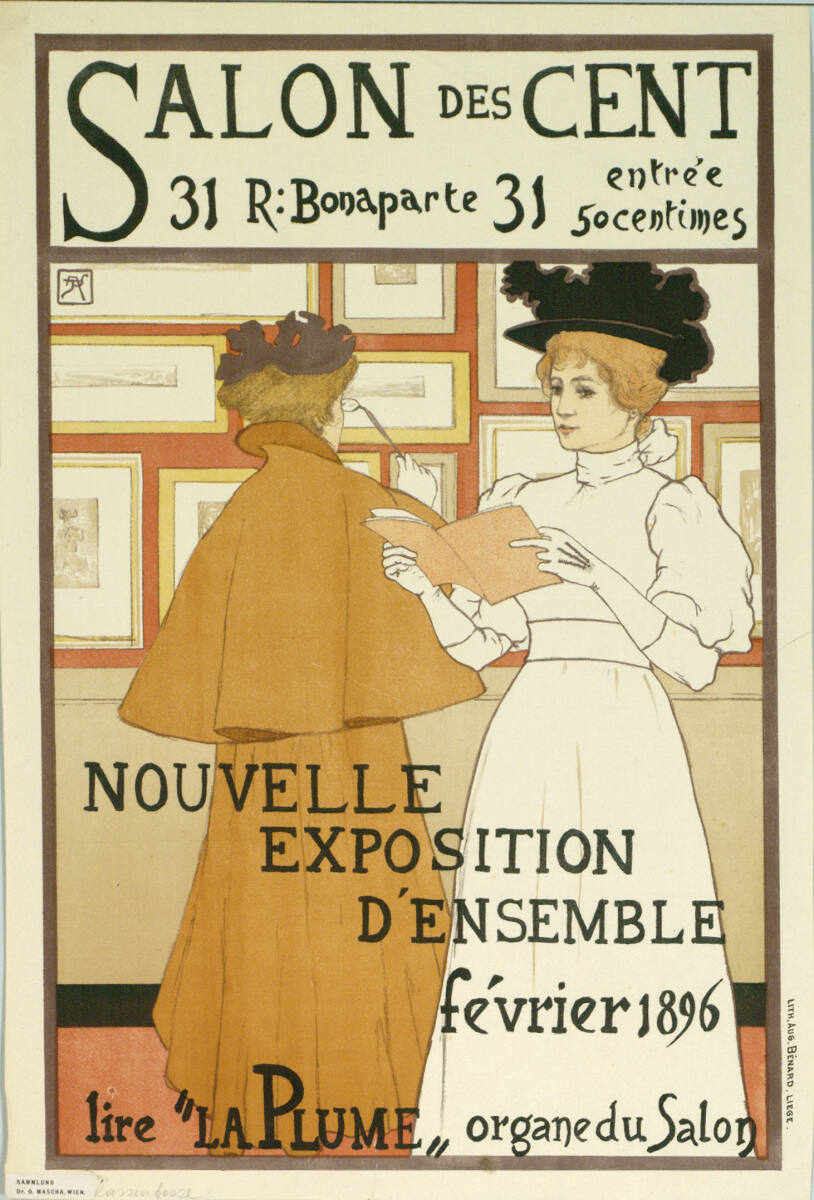 SALON DES CENT; NOUVELLE EXPOSITION D'ENSEMBLE; février 1896, Liège AugusteBénard, 1896