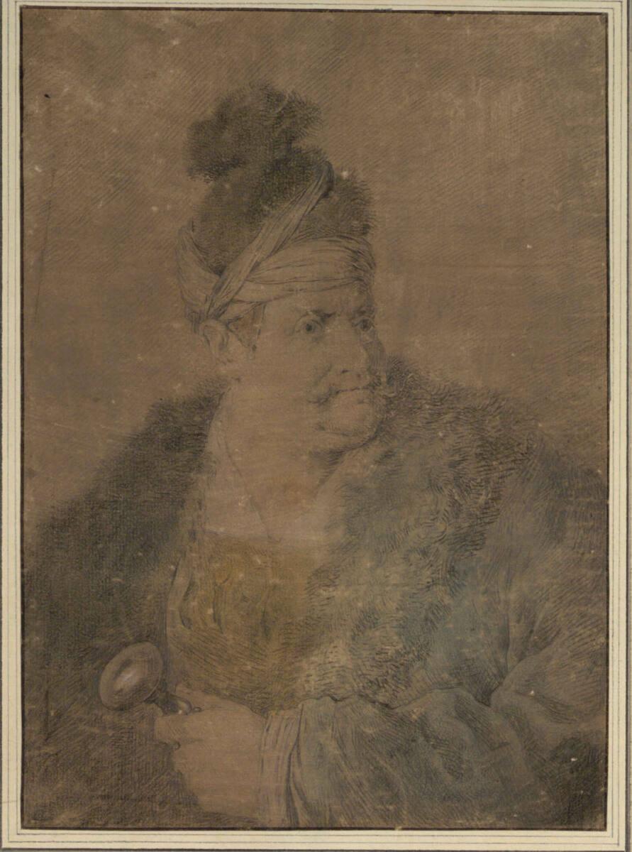 Johann Ernst Constantin Plesch, Brustbild eines Orientalen in Turban und Pelzmantel, Inv. Nr.: …