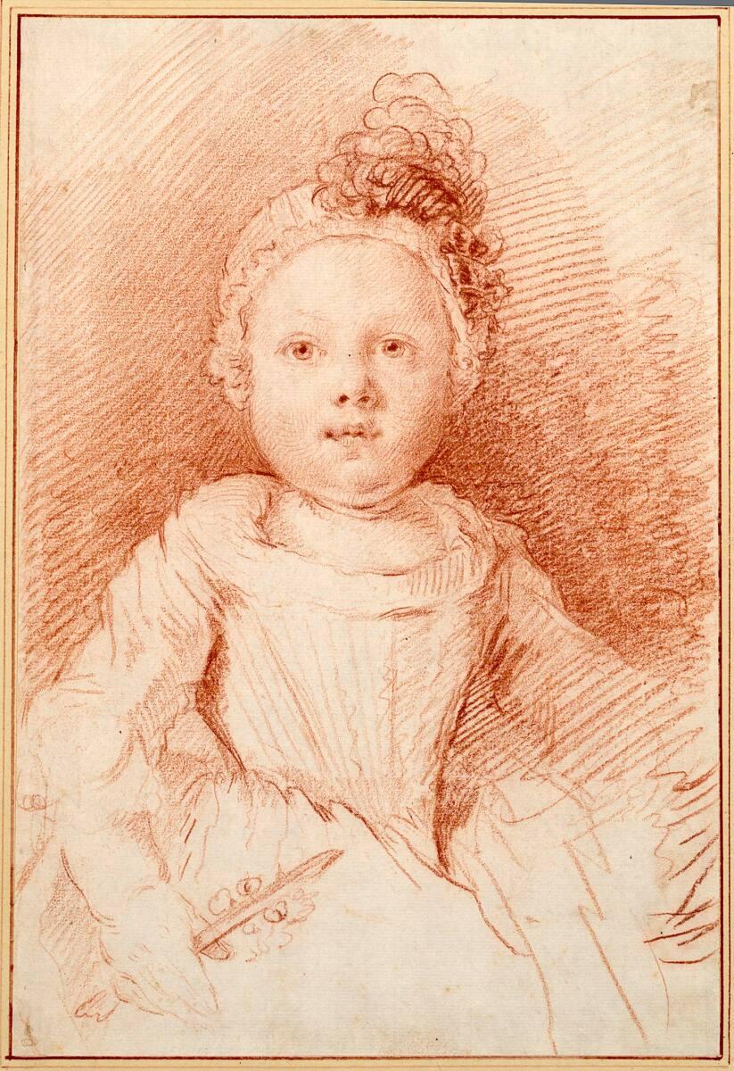 Georg Friedrich Schmidt, Tiefes Brustbild eines kleinen Mädchens mit Häubchen und Schelle, Inv.…