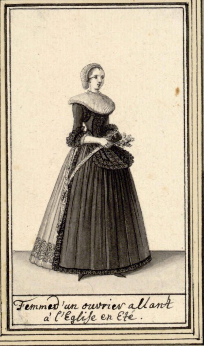 Katharina Sperling, Moden der Stadt Augsburg (36 Kostümblattentwürfe): Femme d'un ouvrier allan…