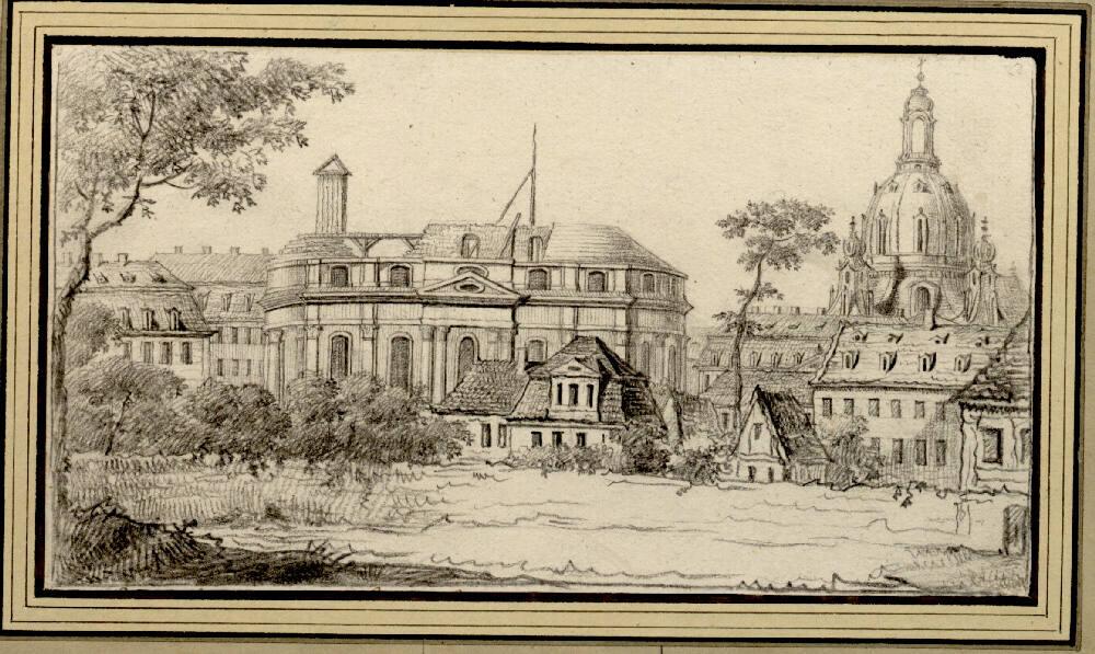 Johann Emanuel Goebel, Folge von Sächsischen Ansichten: Dresden, Kreuzkirche während des Wieder…
